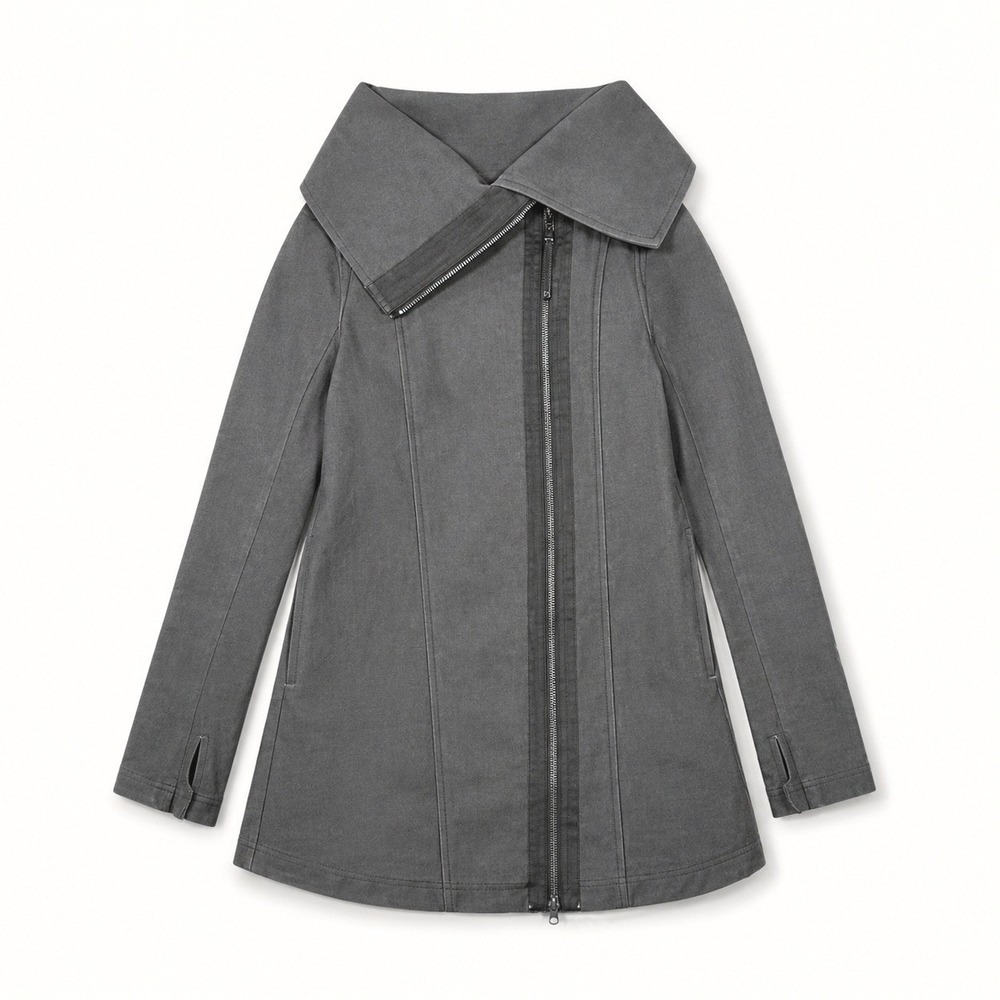 Lululemon Virasana Blanket Wrap Jacket Women's 6 Gray Funnel Neck Moto Coat